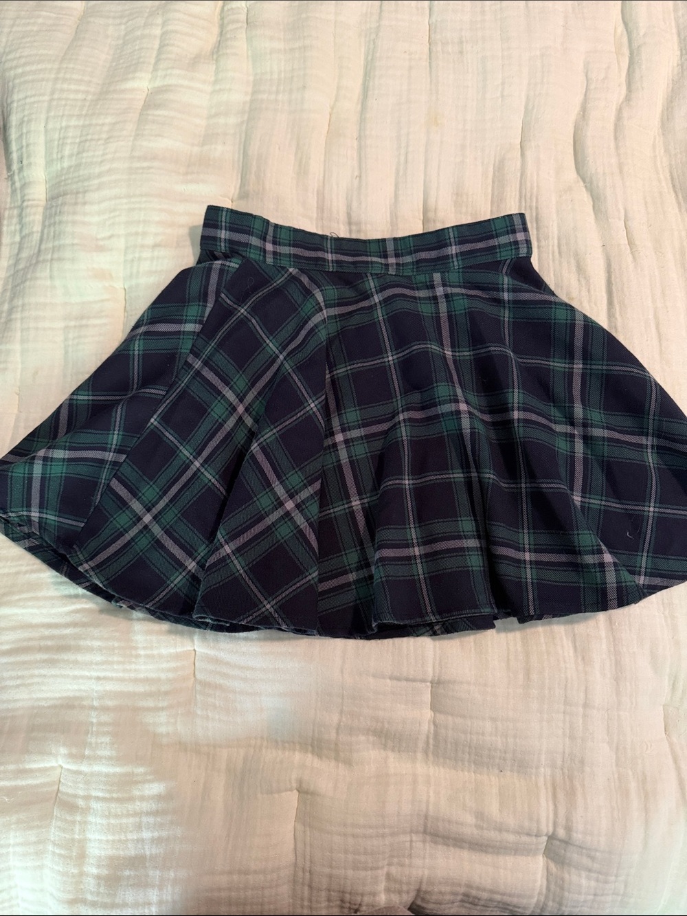 Aeropostale Navy & Green Plaid Skater Skirt